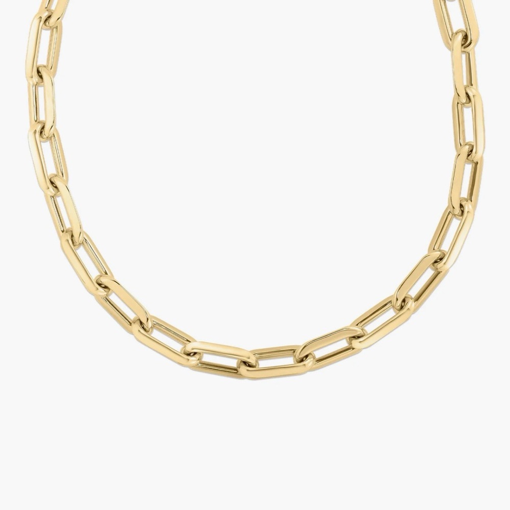 ROBERTO COIN 18KT YELLOW GOLD THICK 18” PAPERCLIP LINK CHAIN NECKLACE LIKE NEW